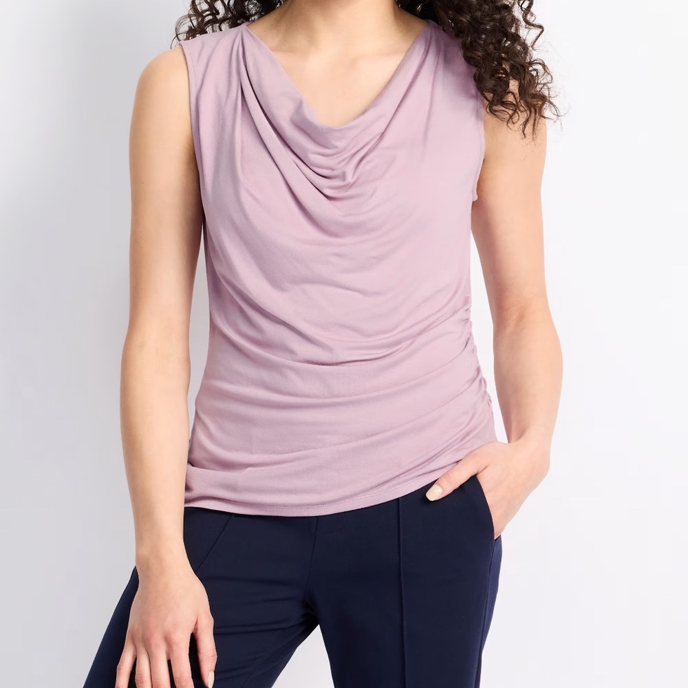 Nine Britton Muira Cowl Neck Knit Tank Light Purple | Size XL